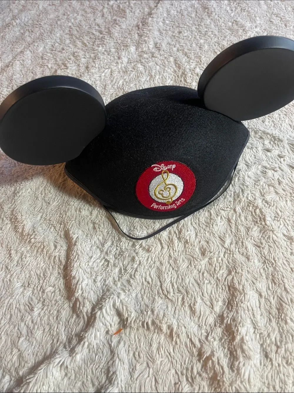 Disney Black Mickey Ear Hat with Red performing arts Emblem